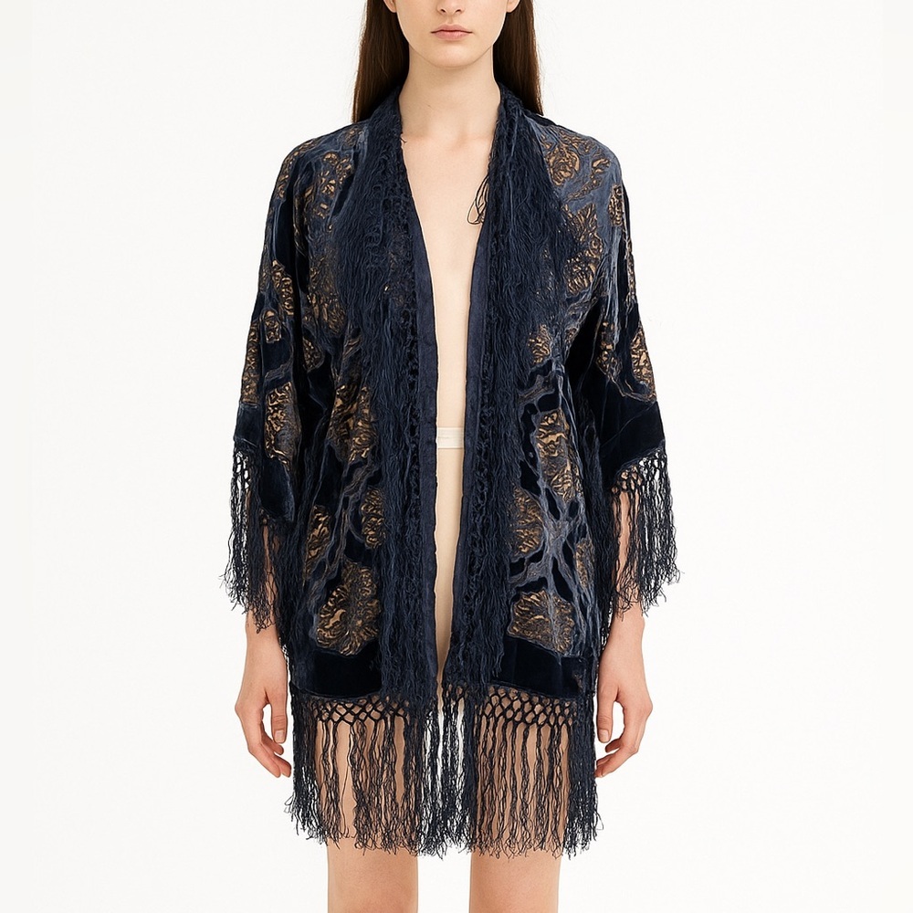 Ralph Lauren beautiful velvet Denim & Supply fringe kimono NWT